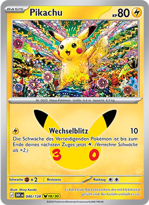 Pikachu (30th Celebration #040/128)