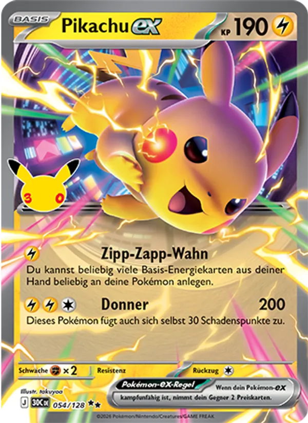 Pikachu-ex (30th Celebration #054/128)
