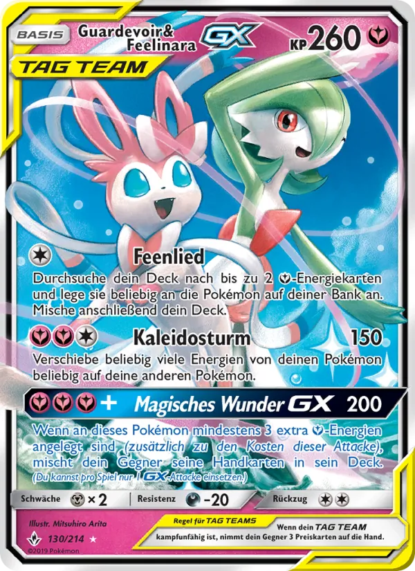 Guardevoir & Feelinara GX (Unbroken Bonds #130/214)