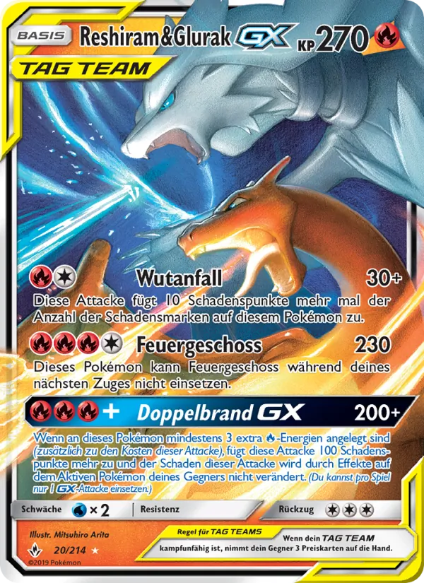 Reshiram & Glurak GX (Unbroken Bonds #20/214)