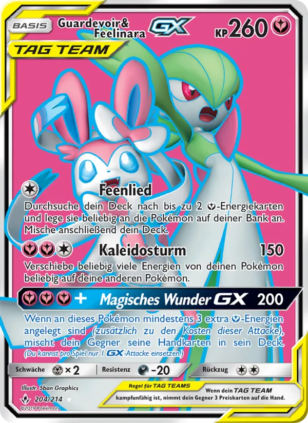 Guardevoir & Feelinara GX (Unbroken Bonds #204/214)