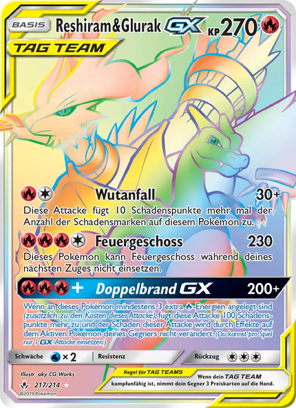 Reshiram & Glurak GX (Kräfte im Einklang #217/214)