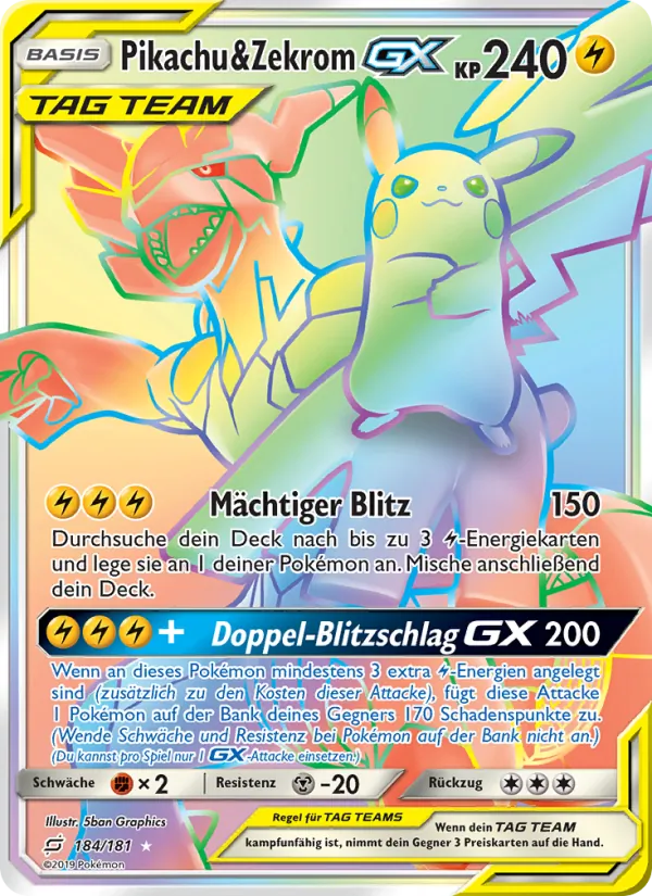 Pikachu & Zekrom GX (Team Up #184/181)