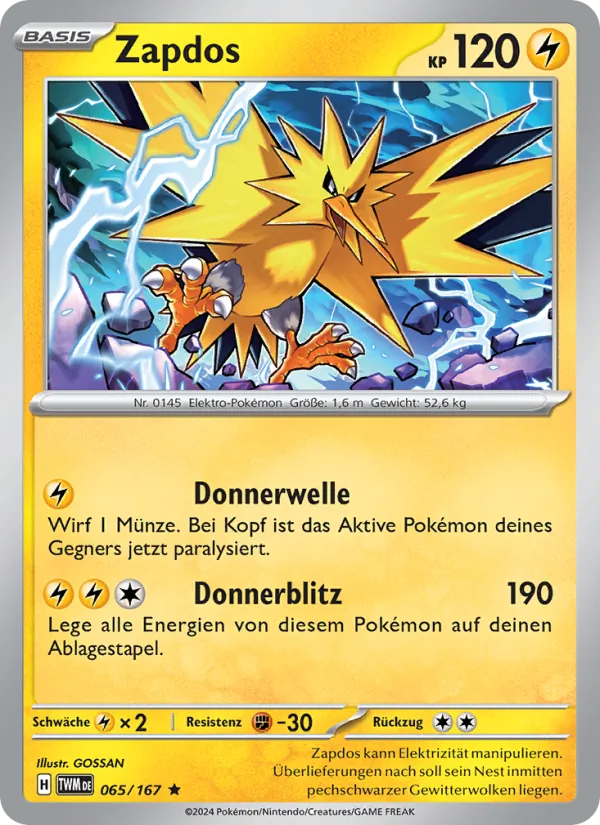 Zapdos (Maskerade im Zwielicht #065/167)