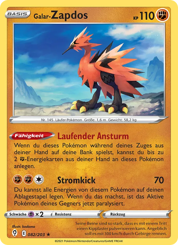 Galar-Zapdos (Evolving Skies #82/203)