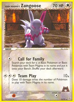 Team Magma's Zangoose (EX Team Magma vs Team Aqua #23/95)