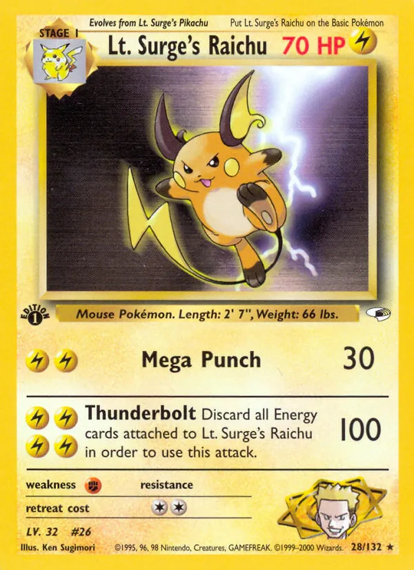 Lt. Surge's Raichu (Gym Heroes #28/132)