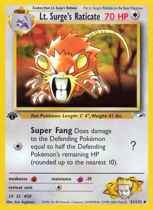 Lt. Surge's Raticate (Gym Heroes #51/132)