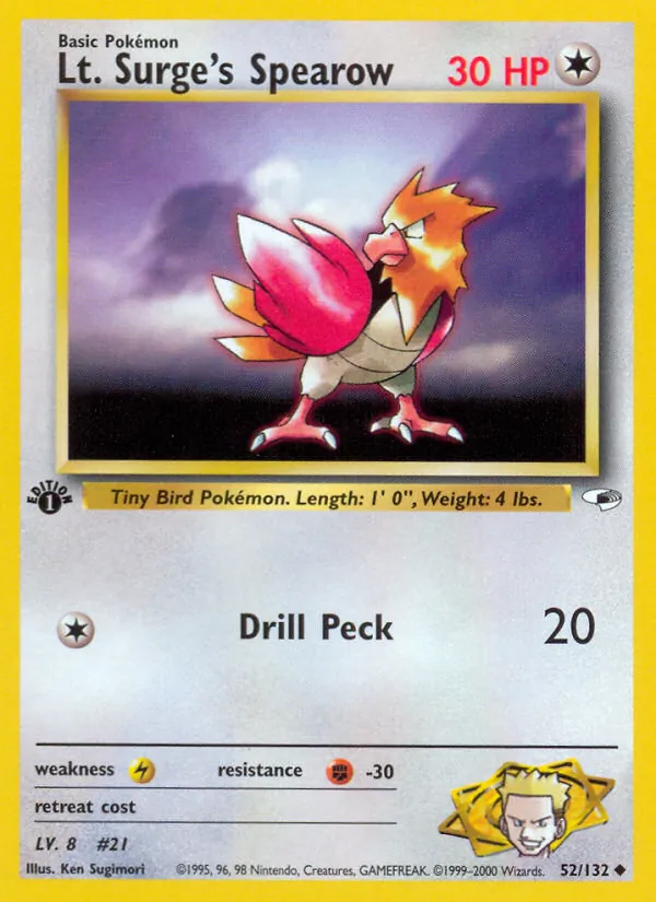 Lt. Surge's Spearow (Gym Heroes #52/132)