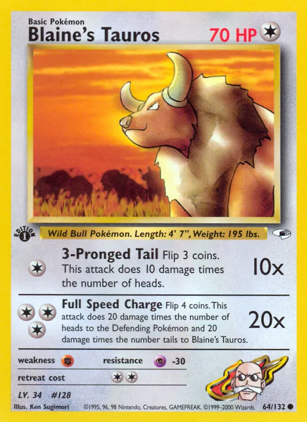 Blaine's Tauros (Gym Heroes #64/132)