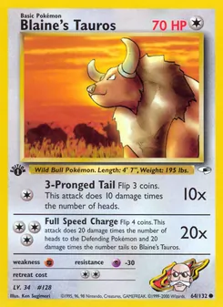 Blaine's Tauros (Gym Heroes #64/132)