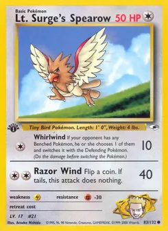 Lt. Surge's Spearow (Gym Heroes #83/132)