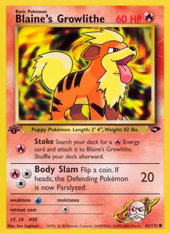 Blaine's Growlithe (Gym Challenge #62/132)