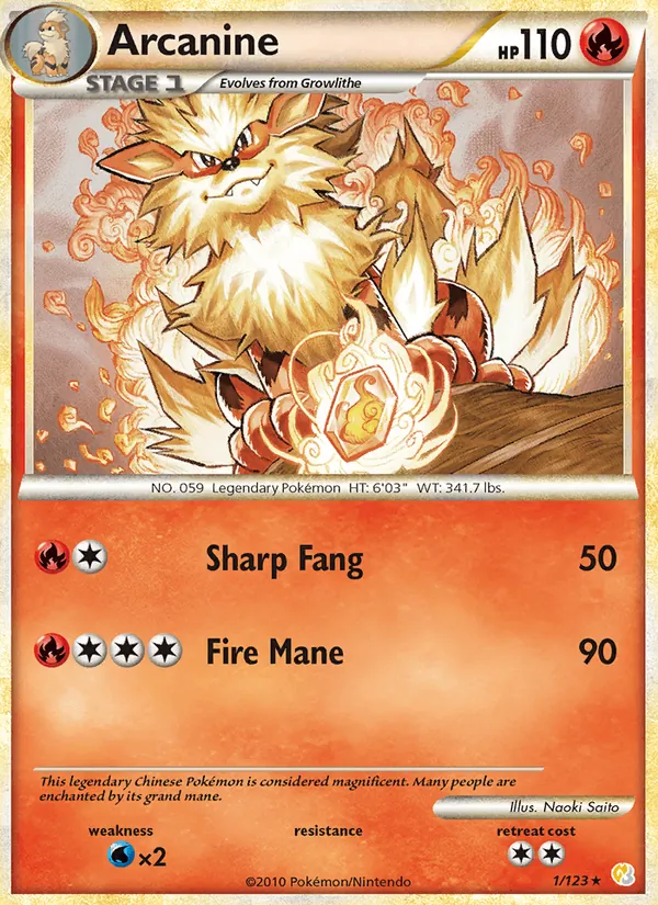 Arcanine (HeartGold SoulSilver #1/123)
