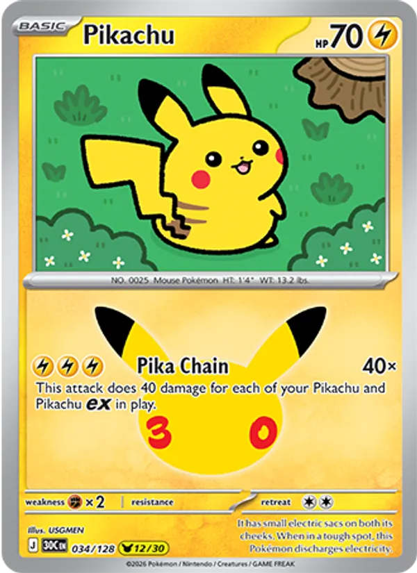 Pikachu (30th Celebration #034/128)
