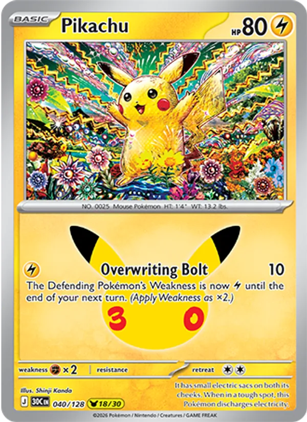 Pikachu (30th Celebration #040/128)
