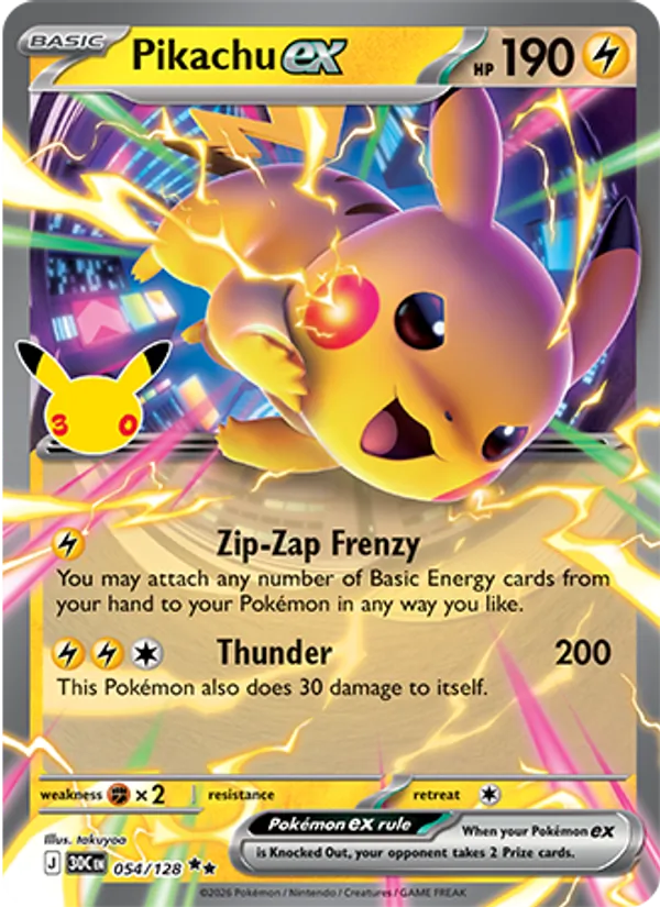 Pikachu ex (30th Celebration #054/128)