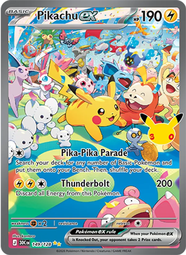 Pikachu ex (30th Celebration #149/128)