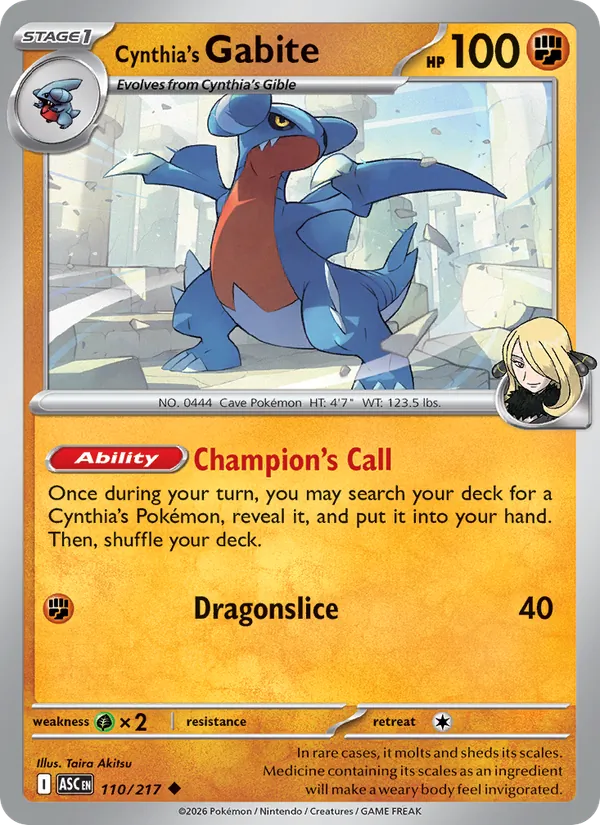 Cynthia's Gabite (Ascended Heroes #110/217)