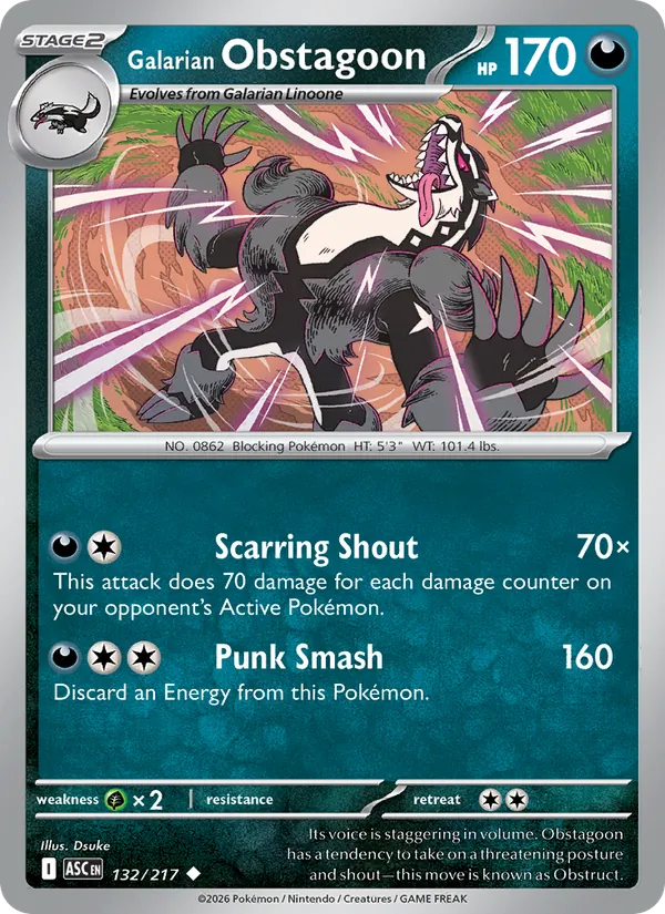 Galarian Obstagoon (Ascended Heroes #132/217)