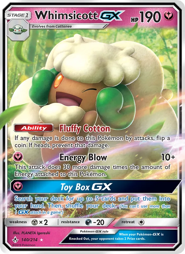 Whimsicott GX (Unbroken Bonds #140/214)