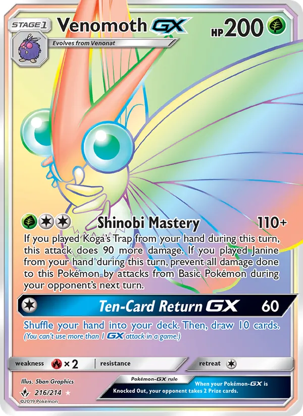 Venomoth GX (Unbroken Bonds #216/214)