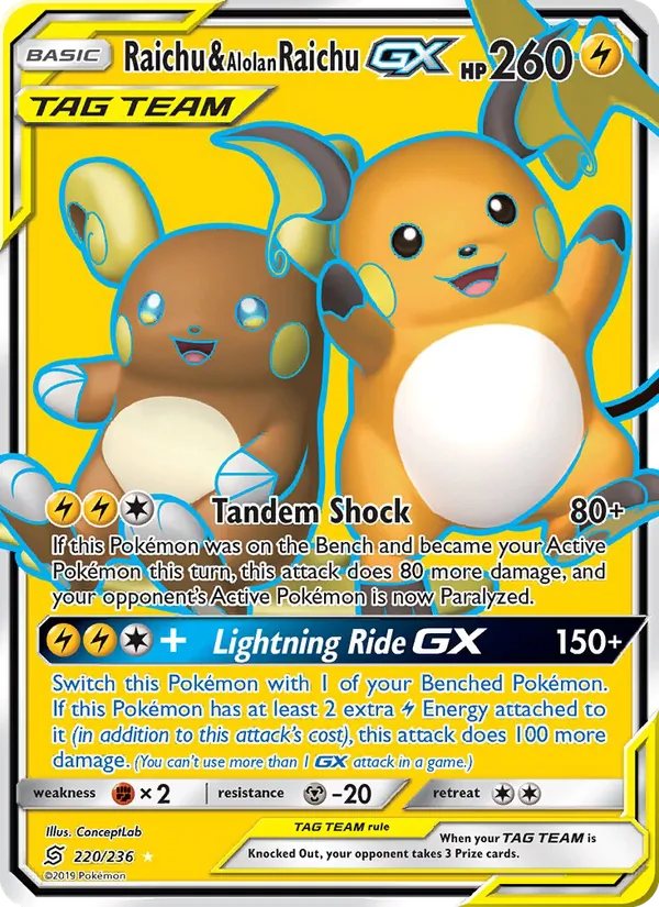 Raichu & Alolan Raichu GX (Unified Minds #220/236)