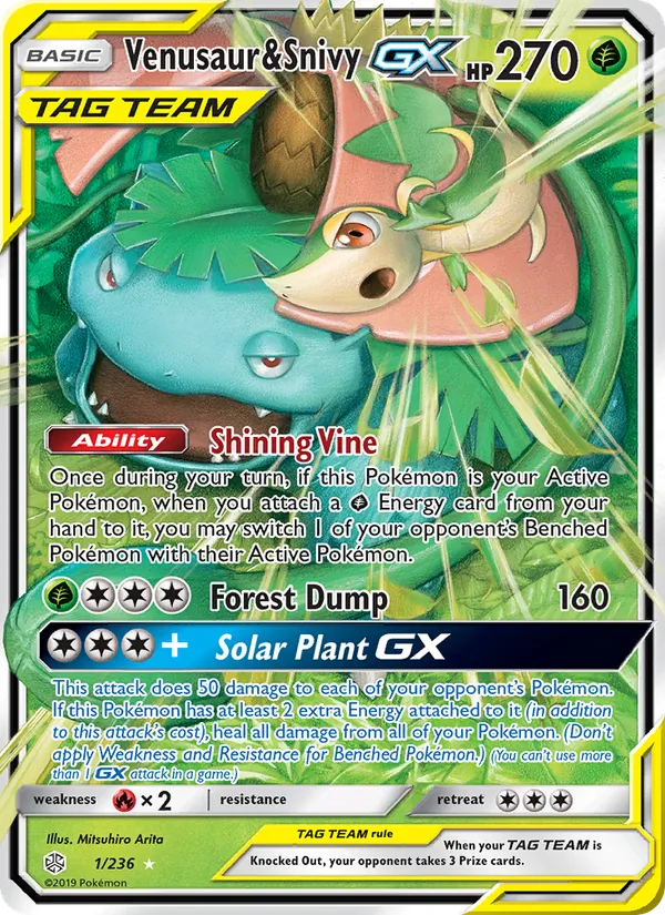 Venusaur & Snivy GX (Cosmic Eclipse #1/236)
