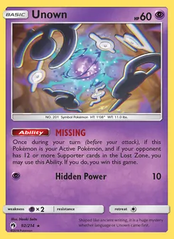 Unown (Lost Thunder #92/214)