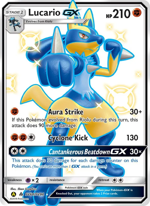 Lucario-GX (Destino Sfuggente Tesoro Lucente #SV64/94)