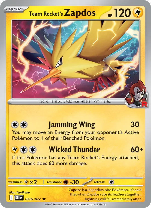 Team Rocket's Zapdos (Destined Rivals #070/182)