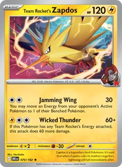 Team Rocket's Zapdos (Destined Rivals #070/182)