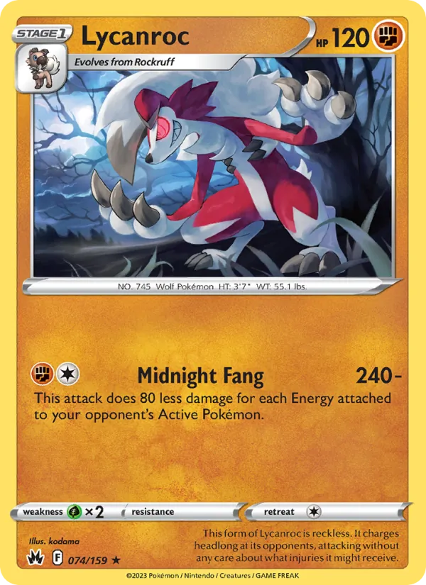 Lycanroc (Crown Zenith #074/159)