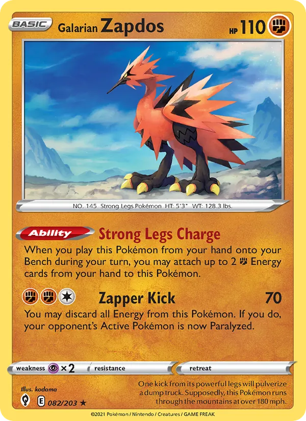 Galarian Zapdos (Evolving Skies #82/203)