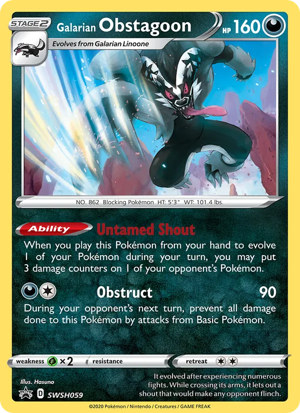 Galarian Obstagoon (SWSH Black Star Promos #SWSH059/307)