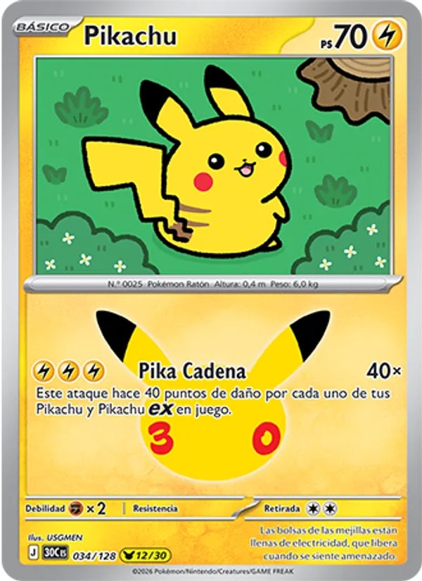 Pikachu (30th Celebration #034/128)
