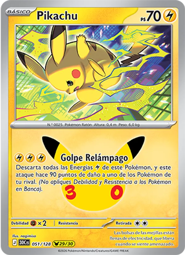 Pikachu (30th Celebration #051/128)