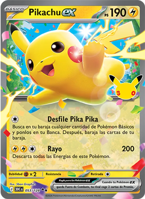 Pikachu ex (Celebración 30.º Aniversario #053/128)