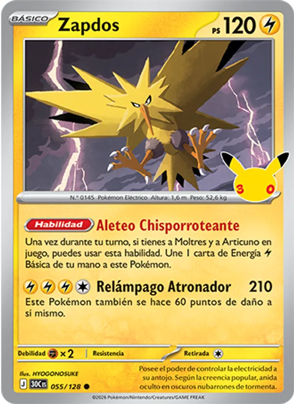 Zapdos (Celebración 30.º Aniversario #055/128)