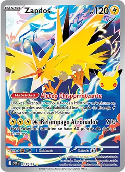 Zapdos (Celebración 30.º Aniversario #133/128)