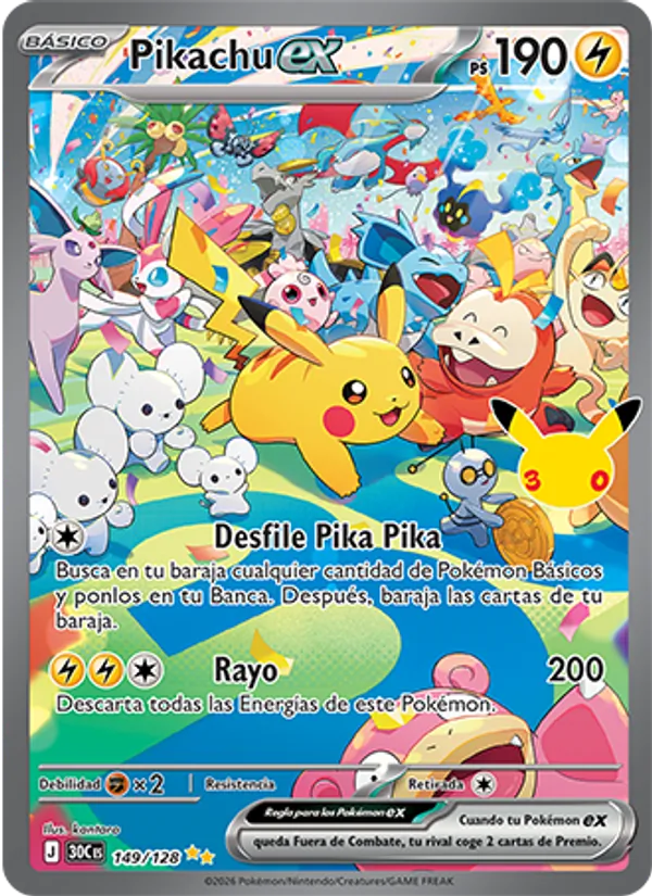 Pikachu ex (Celebración 30.º Aniversario #149/128)