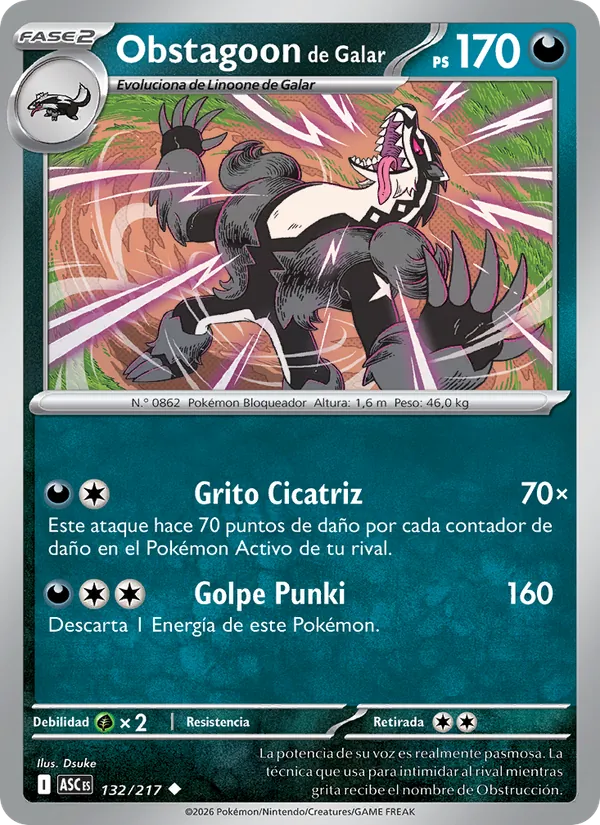 Obstagoon de Galar (Héroes Ascendentes #132/217)