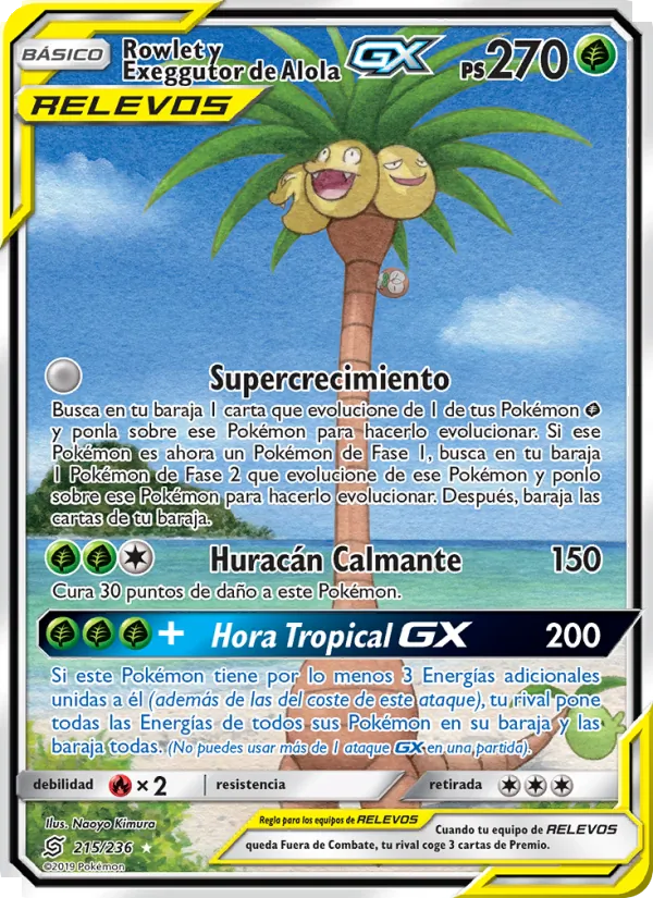Rowlet y Exeggutor de Alola GX (Mentes Unidas #215/236)