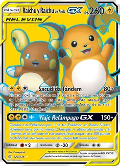 Raichu y Raichu de Alola GX (Mentes Unidas #220/236)