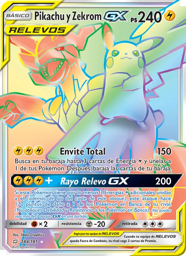 Pikachu y Zekrom GX (Team Up #184/181)