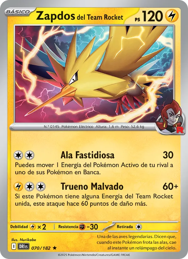 Zapdos del Team Rocket (Rivales Predestinados #070/182)