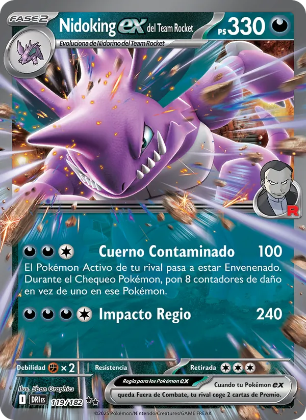 Nidoking ex del Team Rocket (Destined Rivals #119/182)