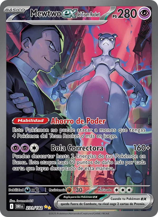 Mewtwo ex del Team Rocket (Rivales Predestinados #231/182)