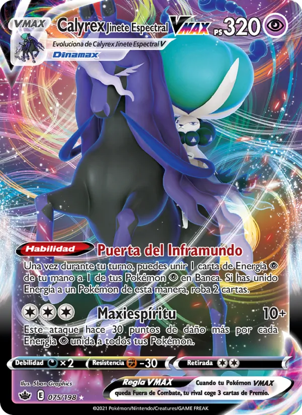 Calyrex Jinete Espectral VMAX (Reinado Escalofriante #75/198)