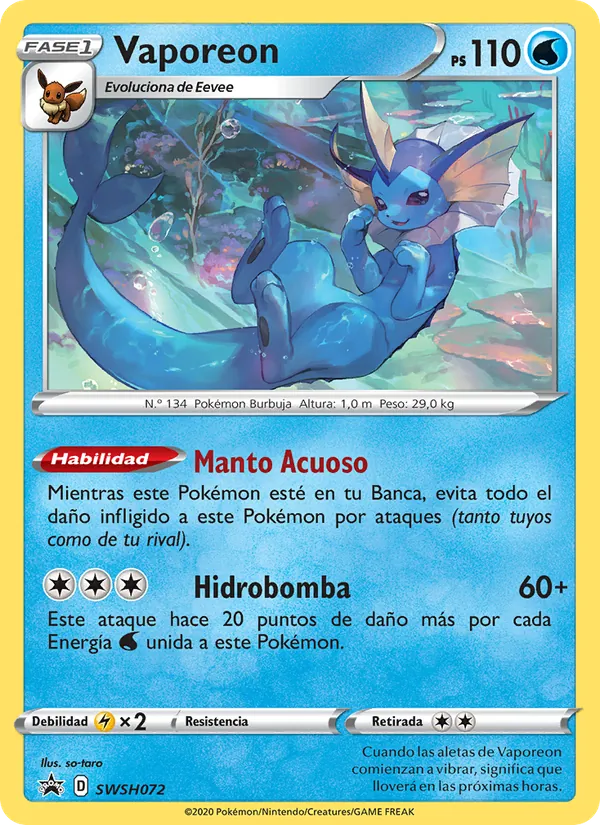 Vaporeon (Cartas de promoción ESES #SWSH072/307)